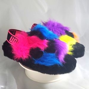 COPY - Ugg Fluff Yeah Party Spots Black/multi-color sandals